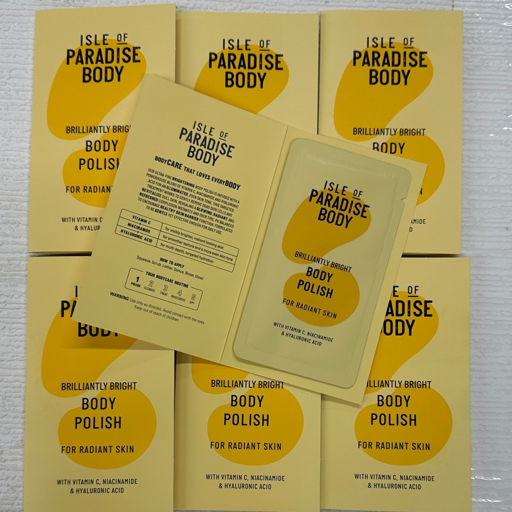 Isle of Paradise Brilliantly Bright Body Polish 5ml sample packs set of 7